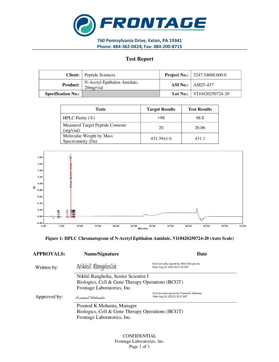 N-Acetyl Epithalon Amidate 20mg - Image 2